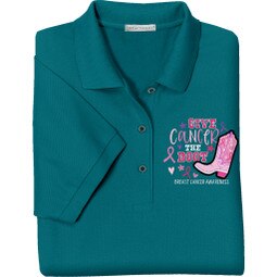 Give Breast Cancer the Boot Embroidered Polo Shirt