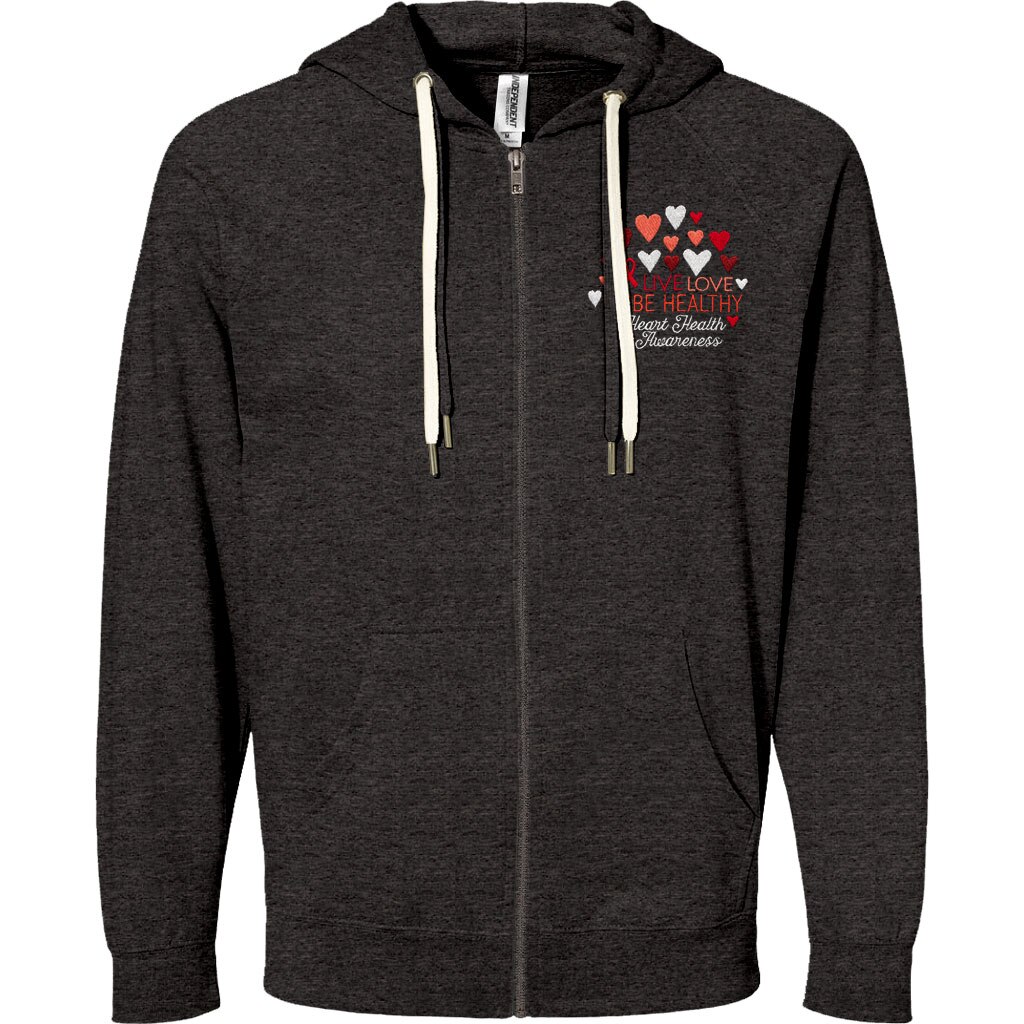 Live Love Be Healthy Heart Health Awareness Zip Hoodies