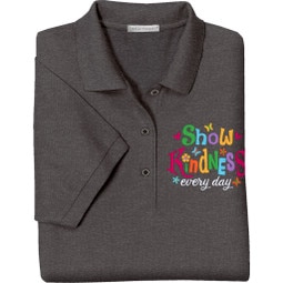 Show Kindness Heather Charcoal Polo Shirt