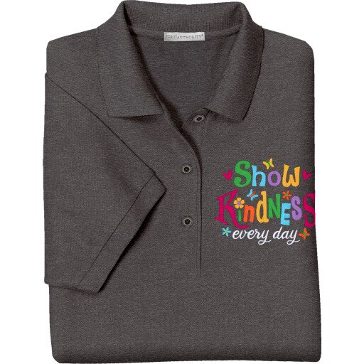 Show Kindness Heather Charcoal Polo Shirt
