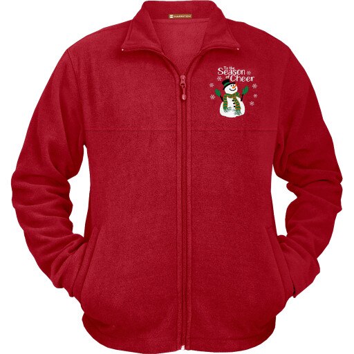 Season of Cheer Red Embroidered Fleece Jackets