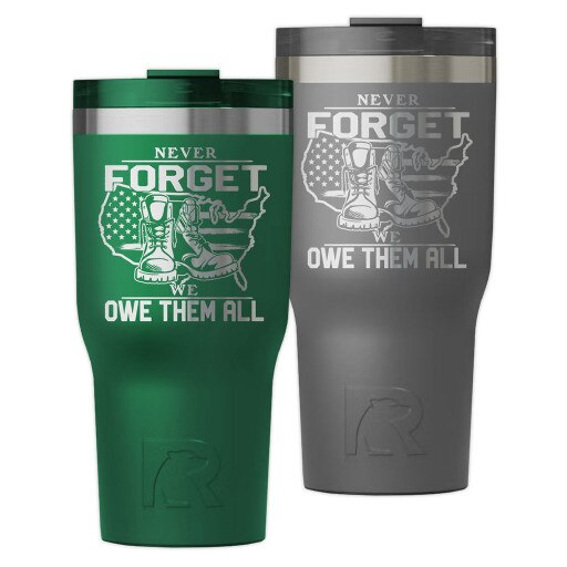 Tumblers etched with Military Boots