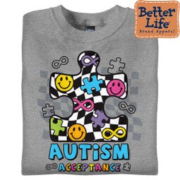 BetterLife Retro Puzzle Piece Autism Acceptance T-Shirt
