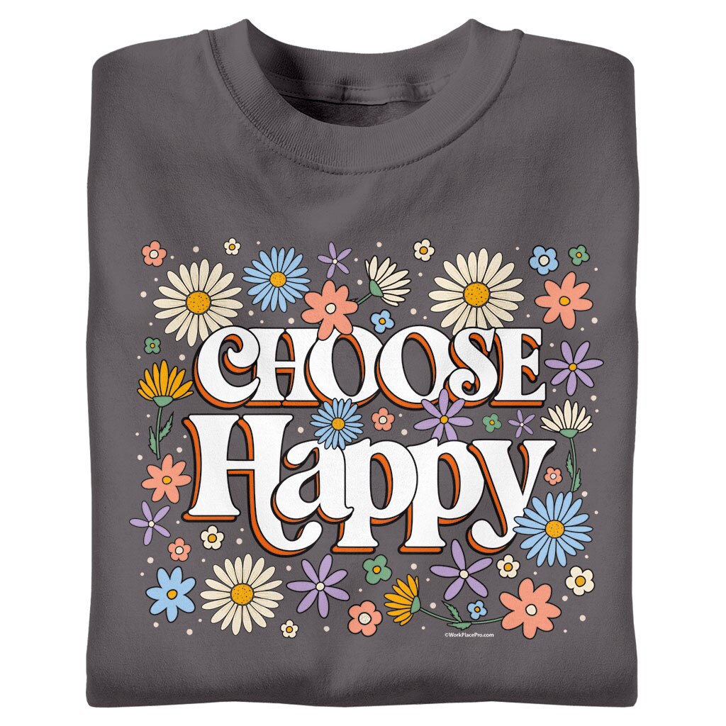 Choose Happy T-Shirt in Charcoal