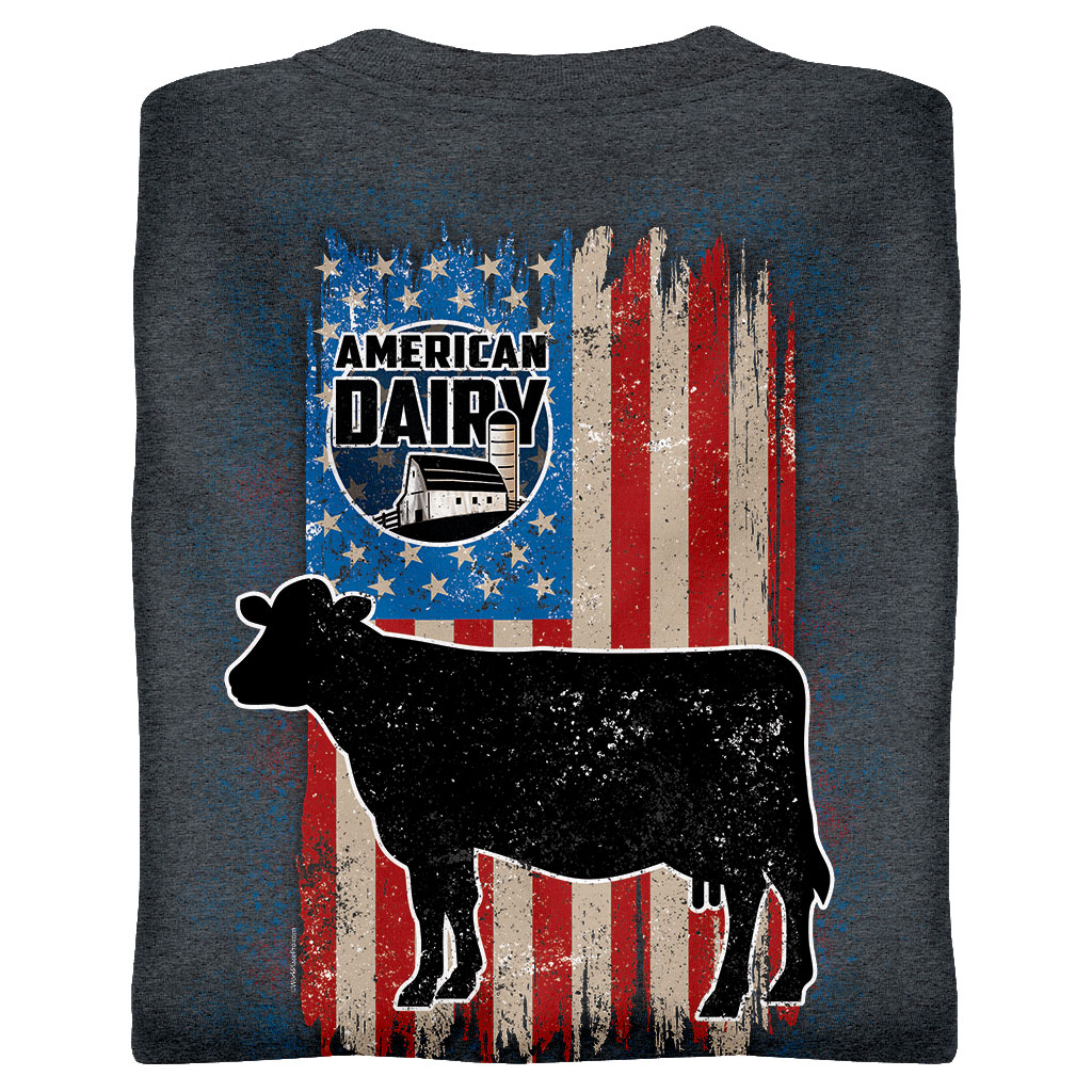 Back Print Dairy T-Shirt in Dark Heather
