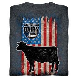 Back Print Dairy T-Shirt in Dark Heather