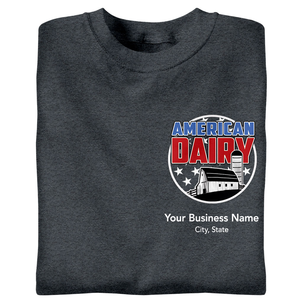 Front of American Dairy T-Shirt with chest seal